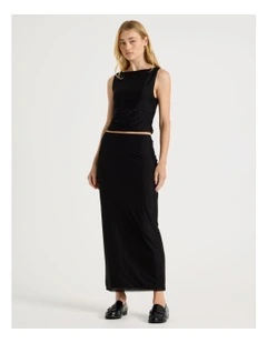 Mesh Midi Skirt in Black