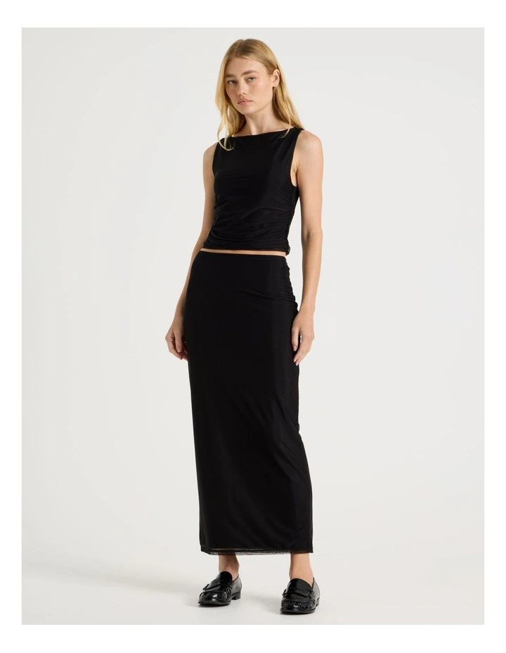 Mesh Midi Skirt in Black image 1
