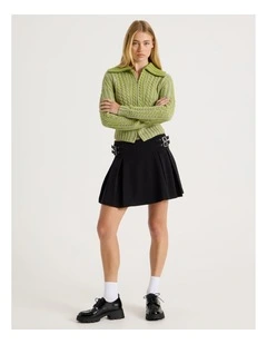 Buckle Detail Mini Skirt in Black