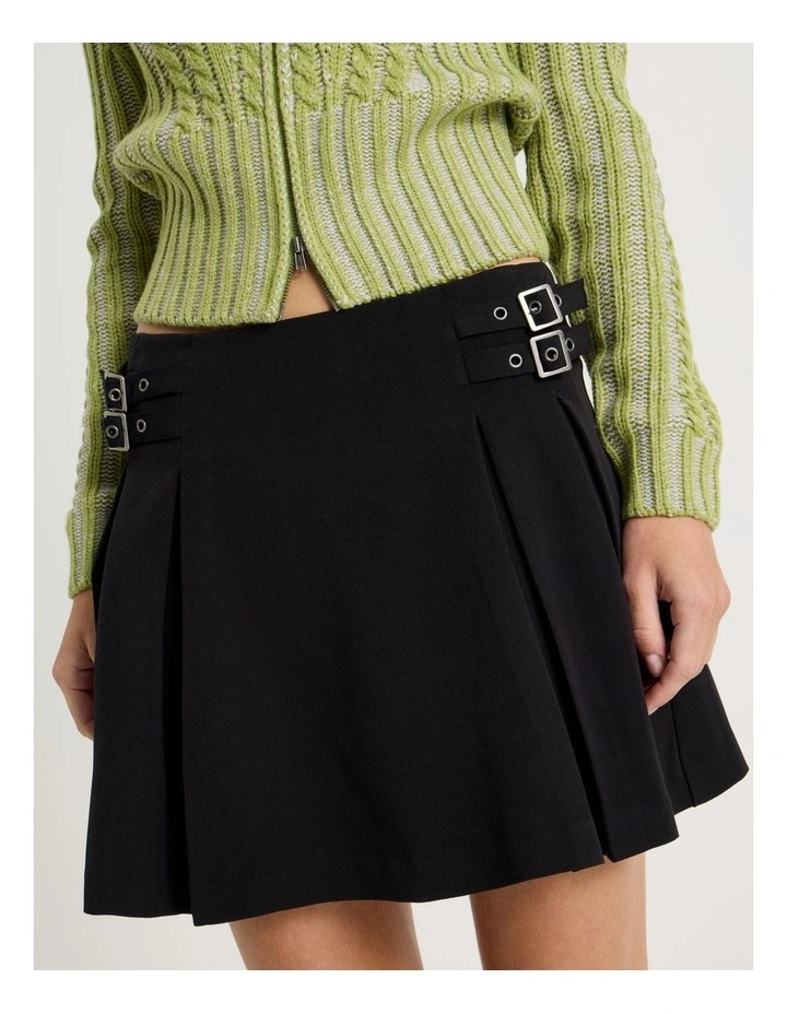 Buckle Detail Mini Skirt in Black image 3