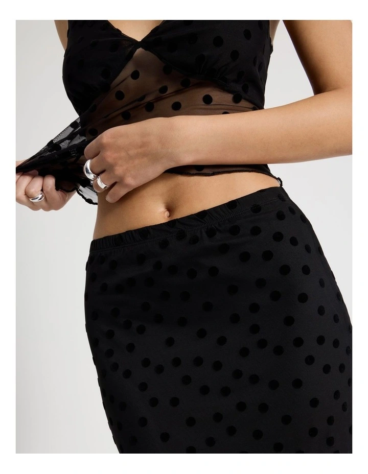 Polka Mesh Midi Skirt in Jet Black image 3