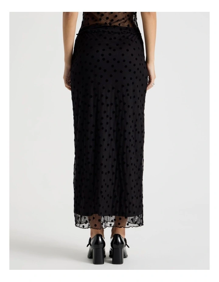 Polka Mesh Midi Skirt in Jet Black image 6