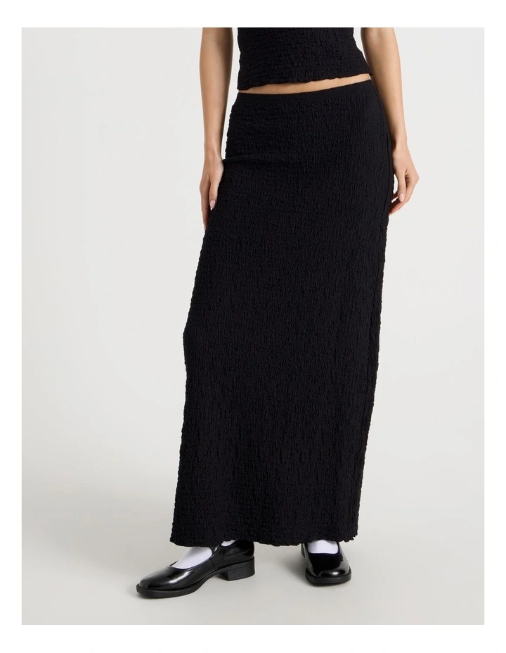 Textured Midi Skirt in Jet Black image 2