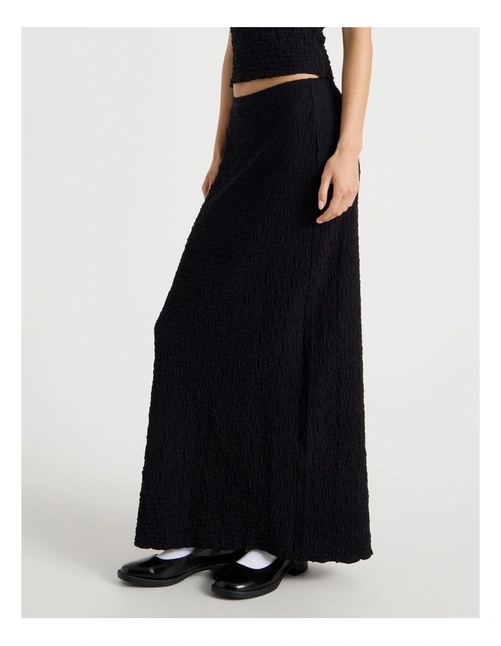 Textured Midi Skirt in Jet Black image 3