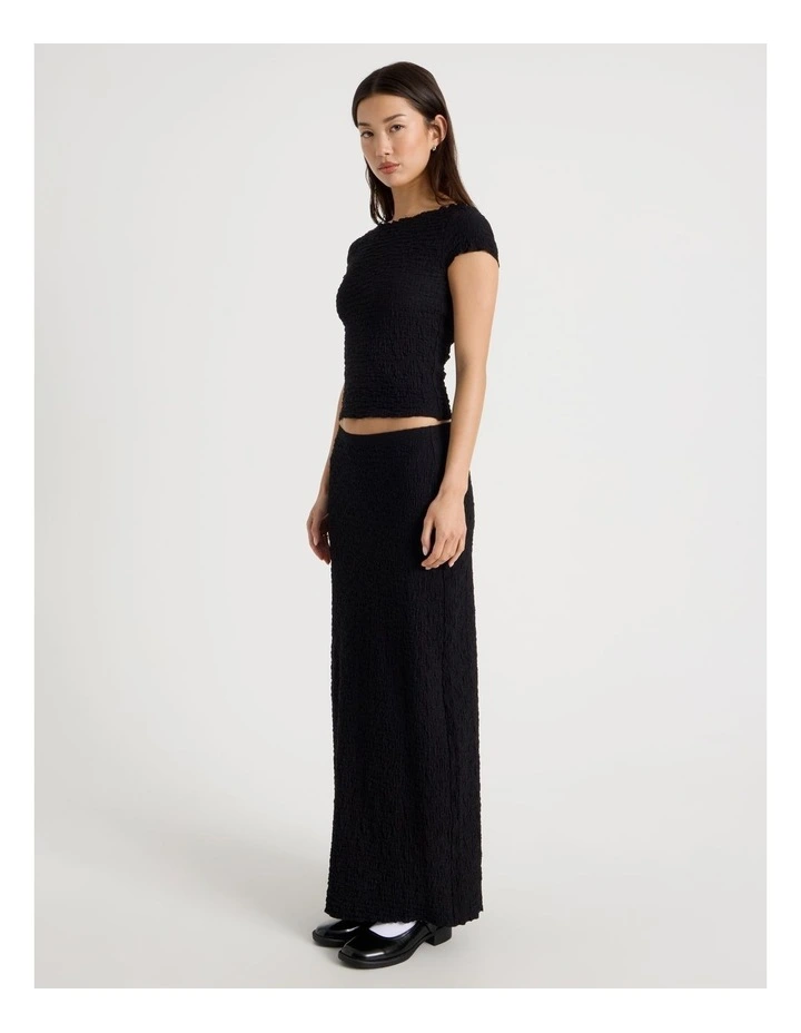Textured Midi Skirt in Jet Black image 5