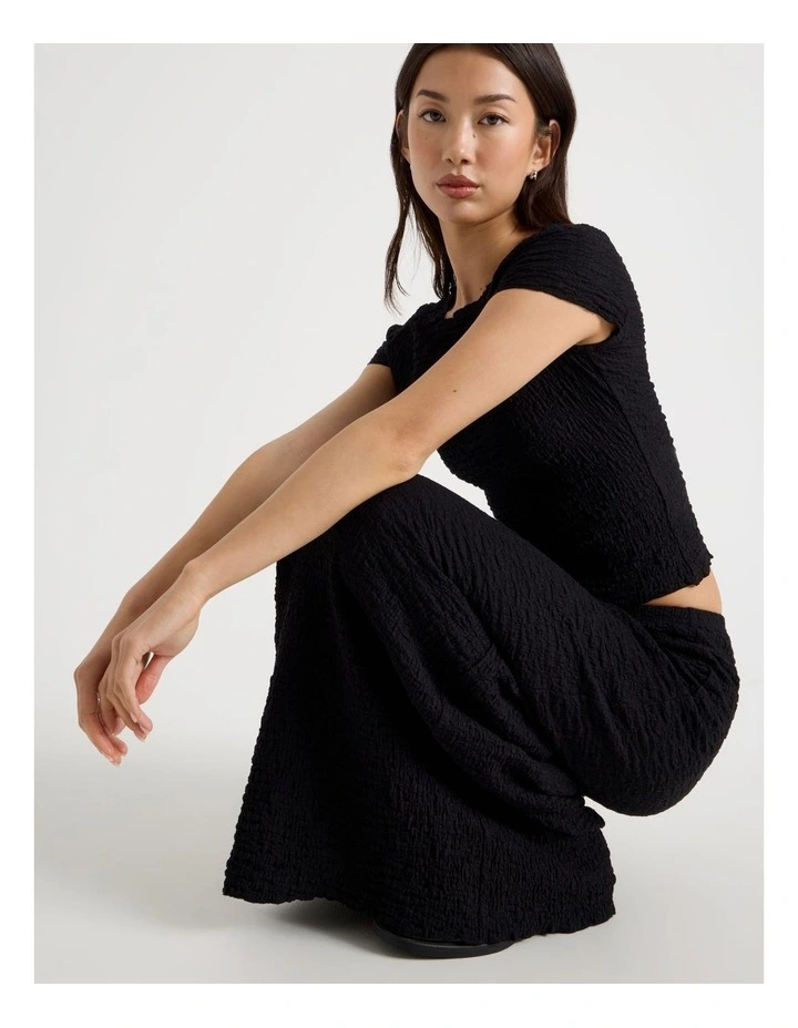 Textured Midi Skirt in Jet Black image 7