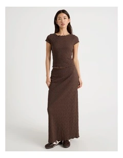 Textured Midi Skirt in Bracken