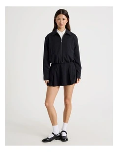 Pleated Mini Skirt in Jet Black