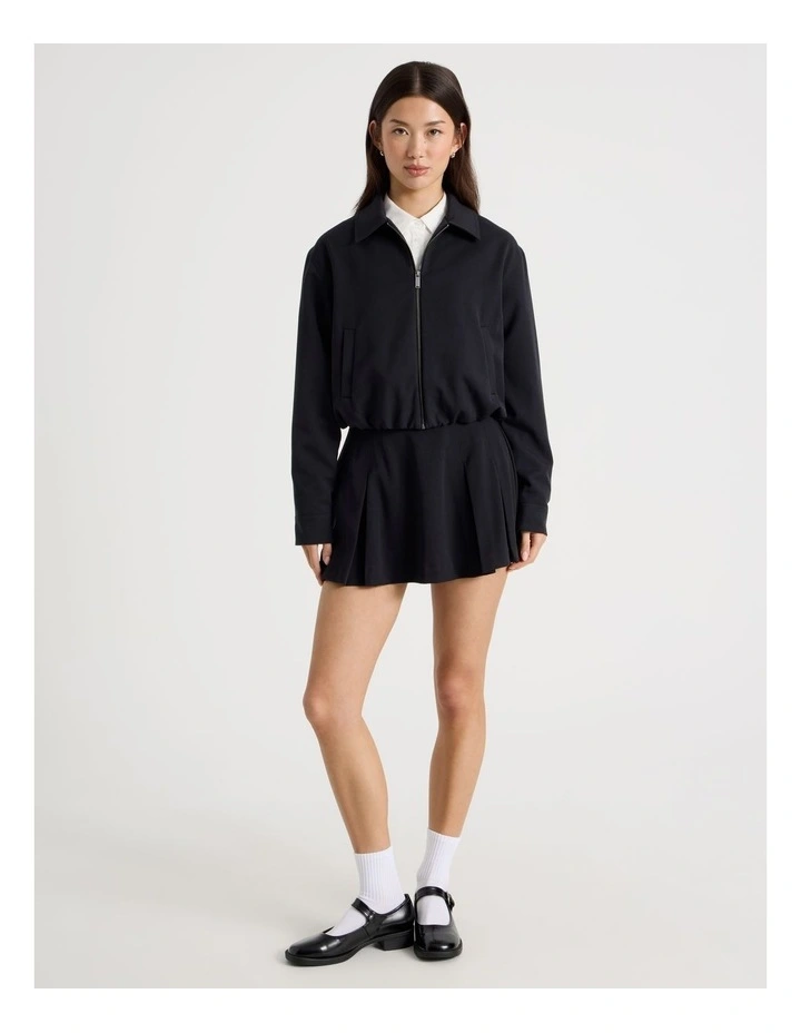 Pleated Mini Skirt in Jet Black image 1