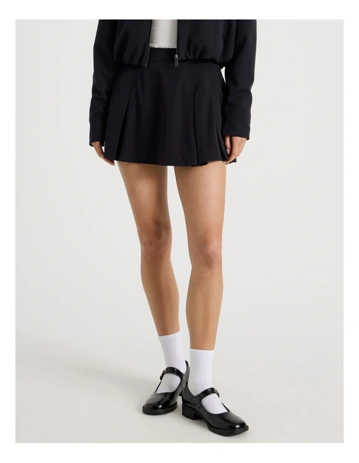 Pleated Mini Skirt in Jet Black image 2