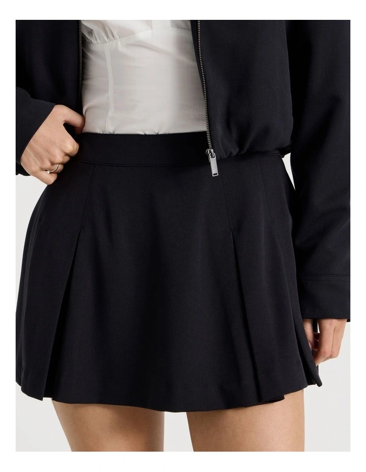 Pleated Mini Skirt in Jet Black image 3