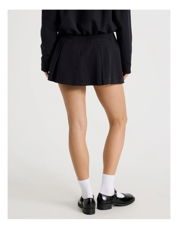 Pleated Mini Skirt in Jet Black image 4