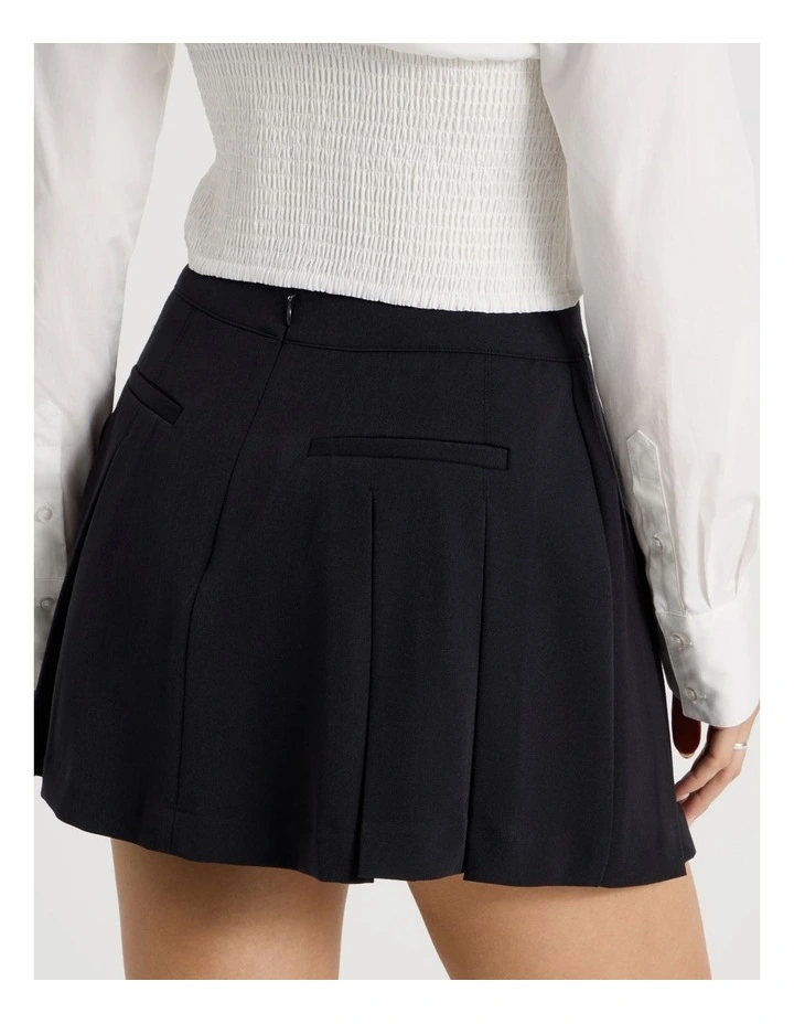 Pleated Mini Skirt in Jet Black image 5
