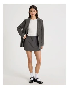 Belted Mini Skirt in Charcoal