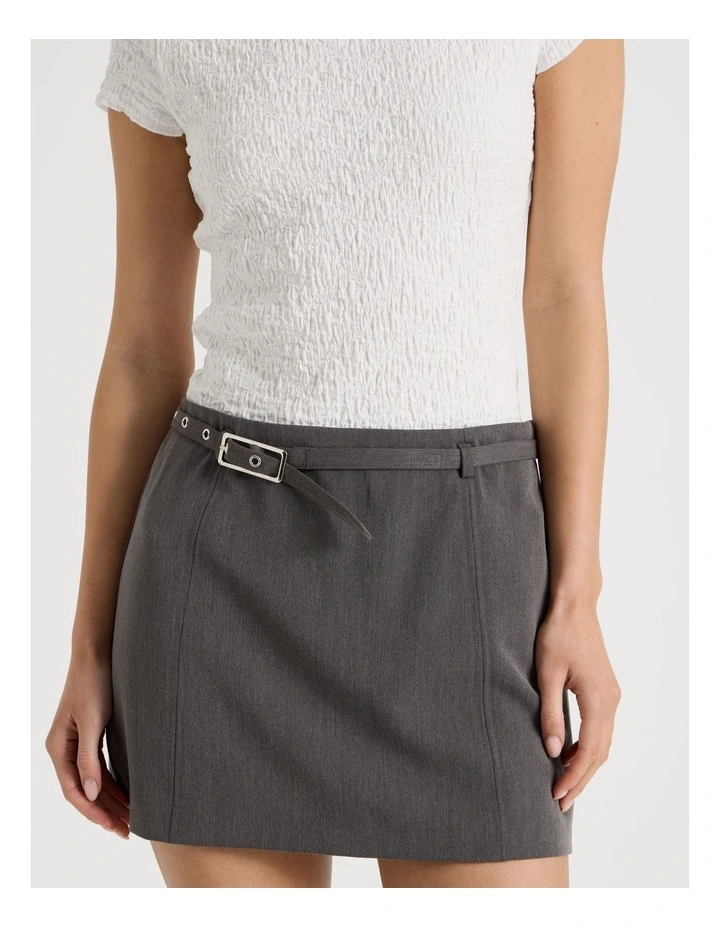 Belted Mini Skirt in Charcoal image 3