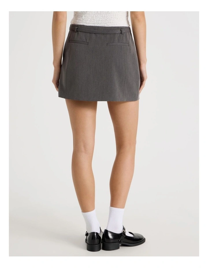 Belted Mini Skirt in Charcoal image 5