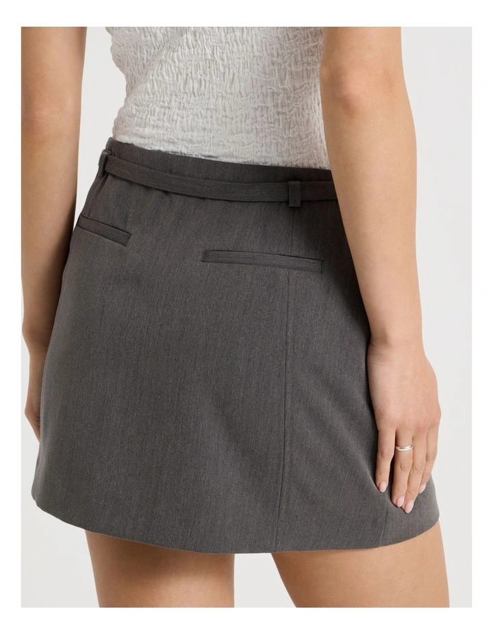 Belted Mini Skirt in Charcoal image 6