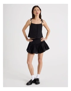 Check Mini Skirt in Jet Black