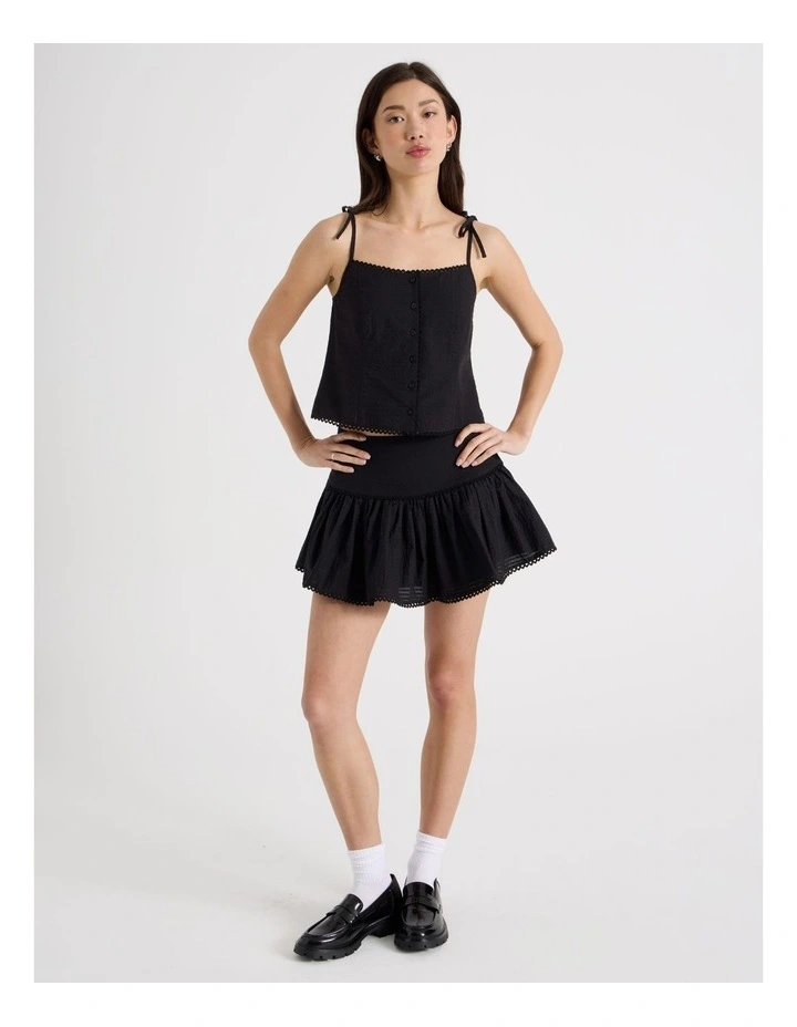 Check Mini Skirt in Jet Black image 1