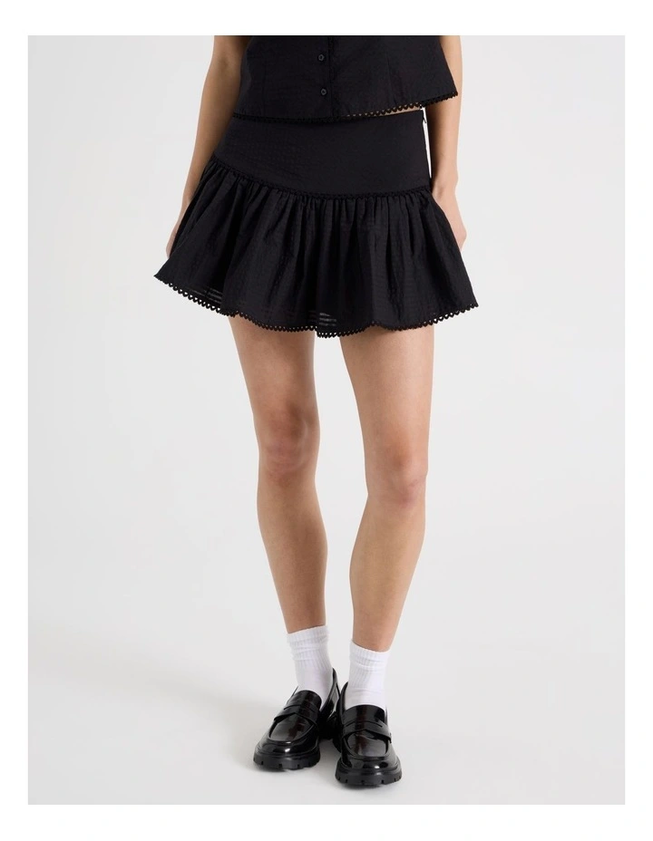 Check Mini Skirt in Jet Black image 2