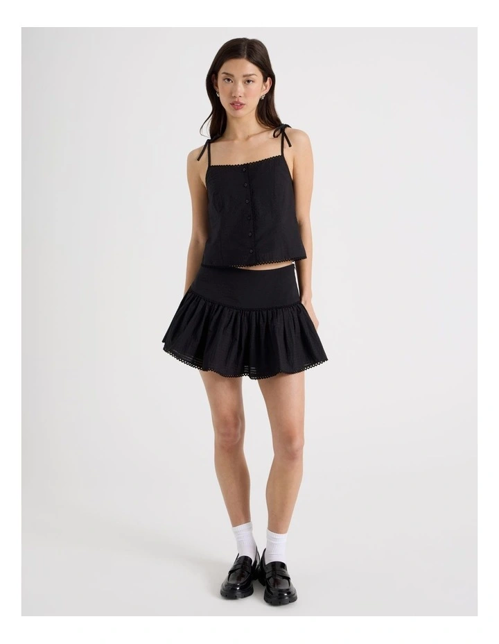 Check Mini Skirt in Jet Black image 3