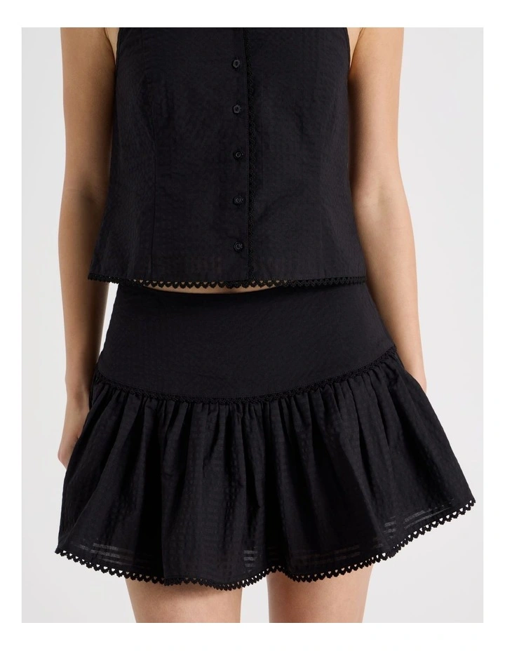 Check Mini Skirt in Jet Black image 4