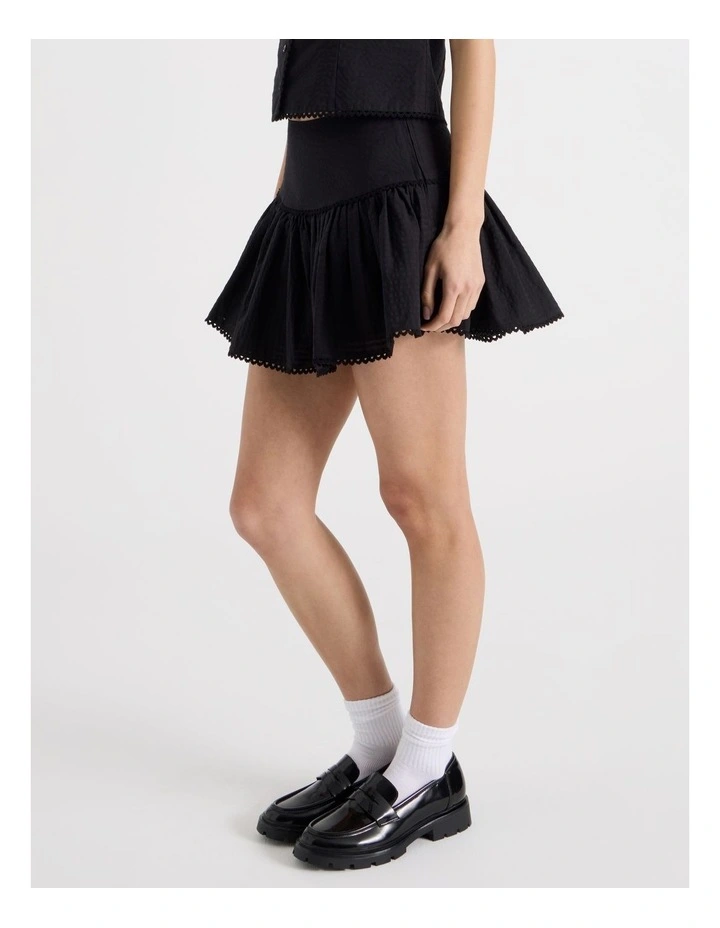 Check Mini Skirt in Jet Black image 5