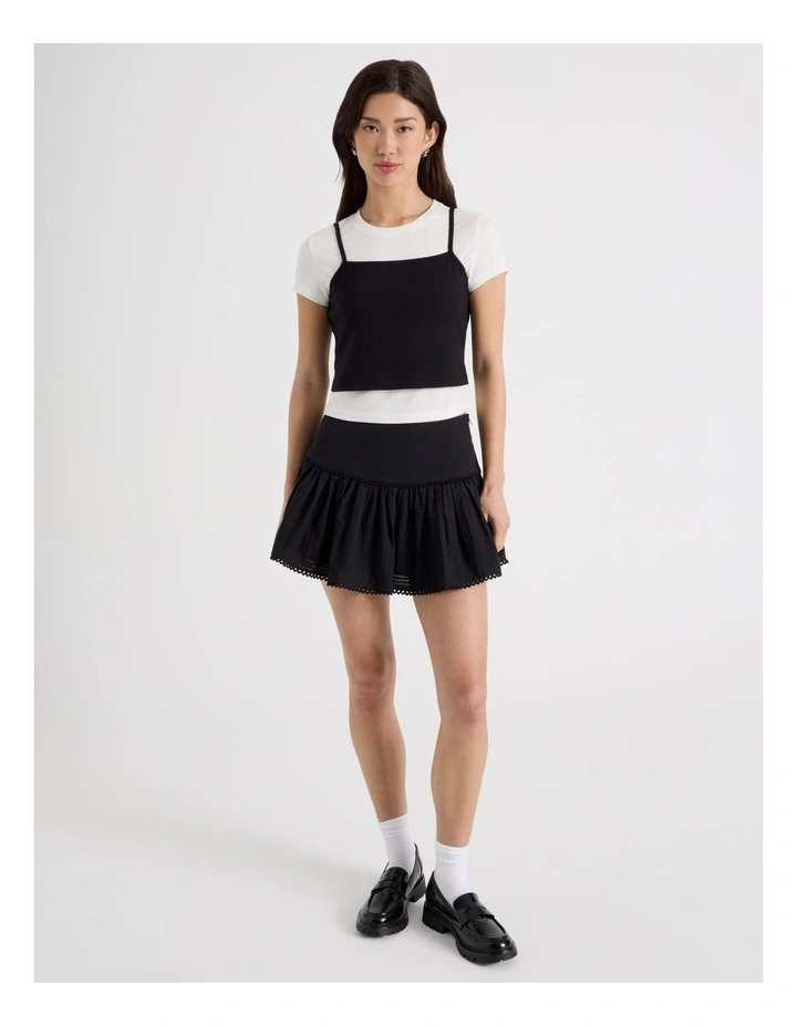 Check Mini Skirt in Jet Black image 7