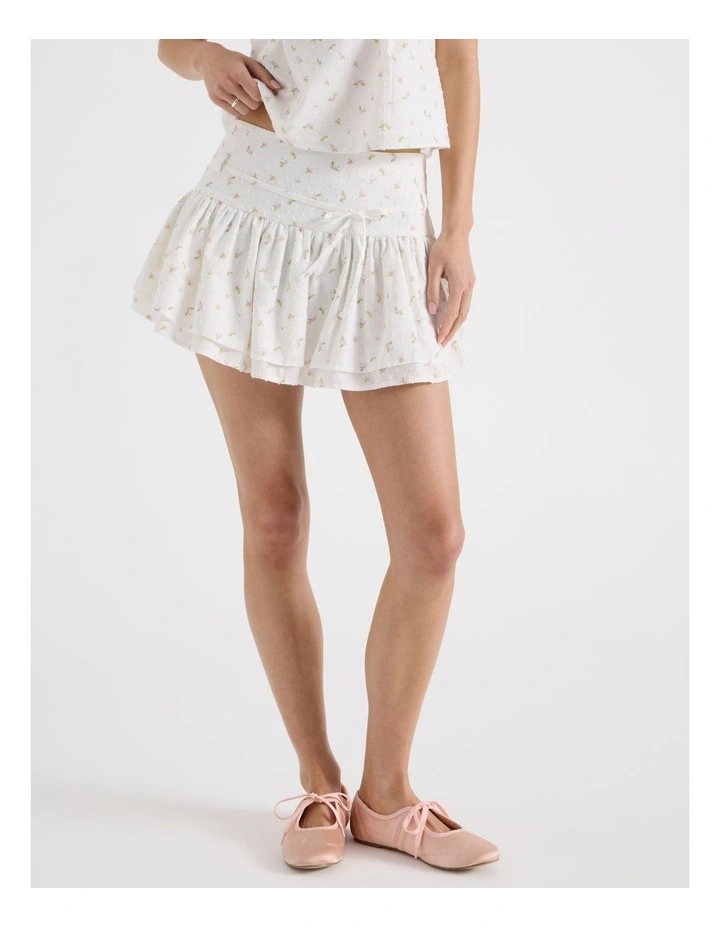 Mini Skirt with Tie in Ditsy Print image 2