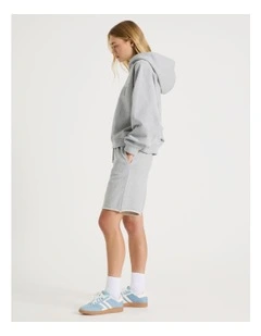 Longline Track Shorts in Light Grey Marle