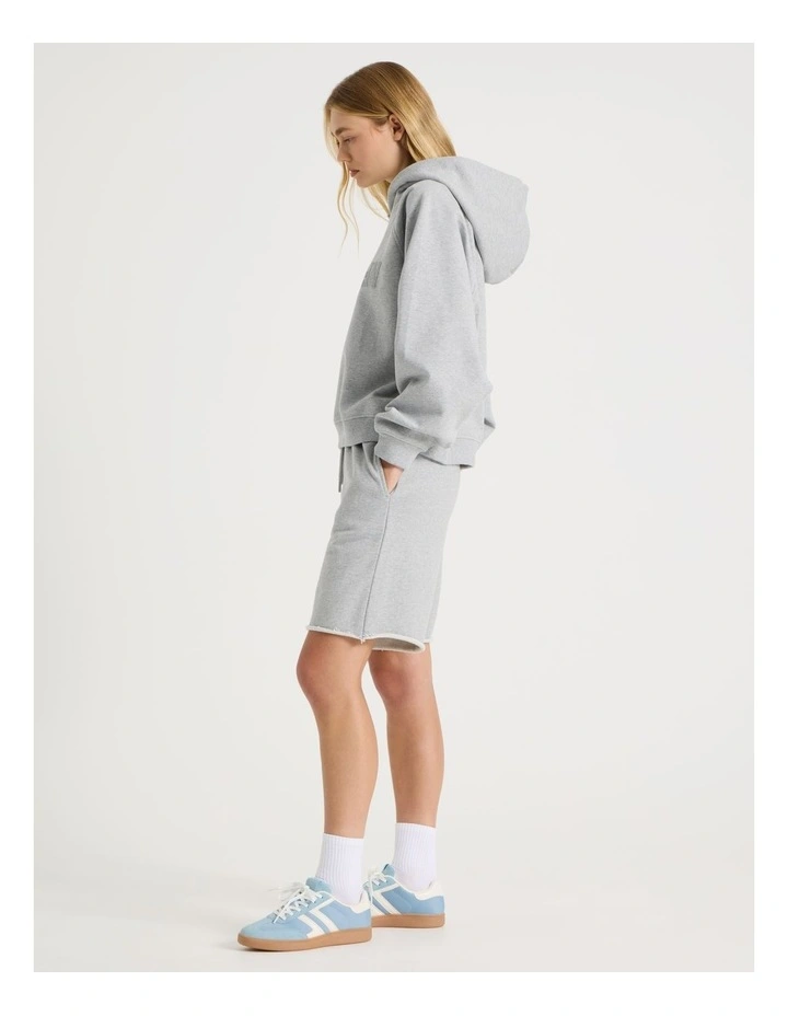 Longline Track Shorts in Light Grey Marle image 1