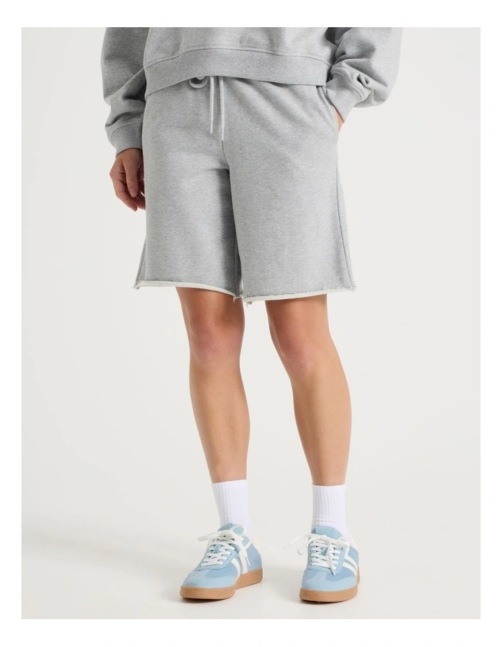 Longline Track Shorts in Light Grey Marle image 2