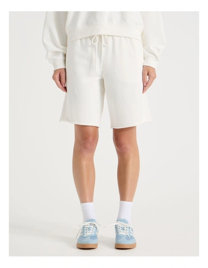 Longline Track Shorts in Snow White image 2