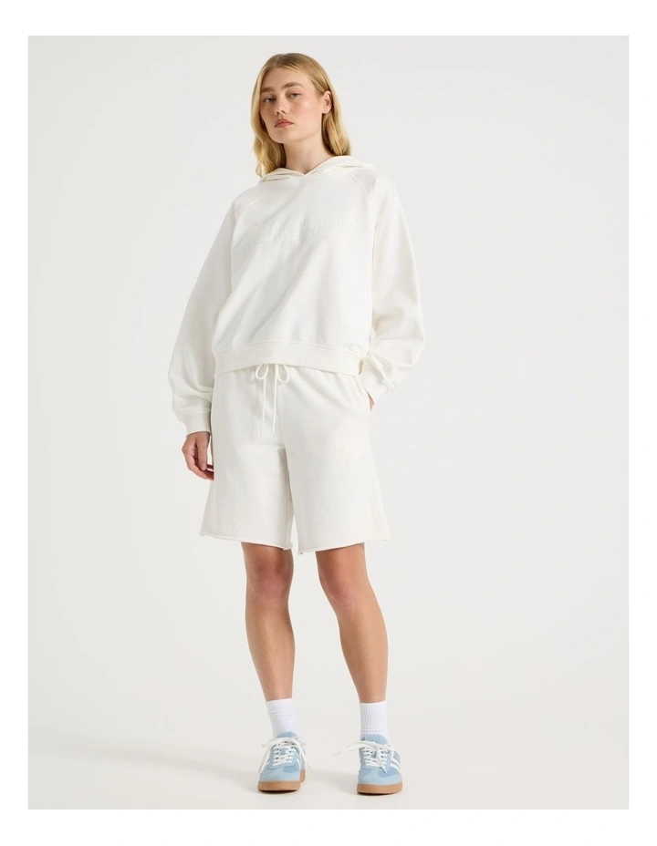 Longline Track Shorts in Snow White image 3