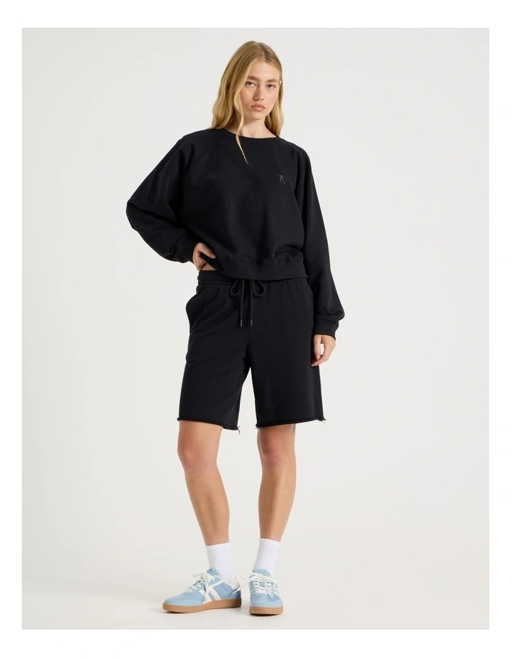 Longline Track Shorts in Jet Black image 1