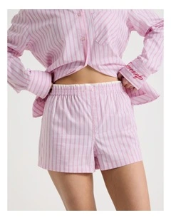 Double Waist Band Short in Red Stripe