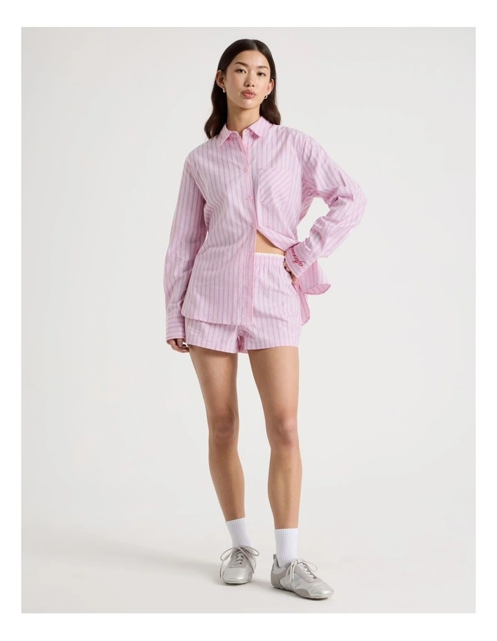 Double Waist Band Short in Red Stripe image 2