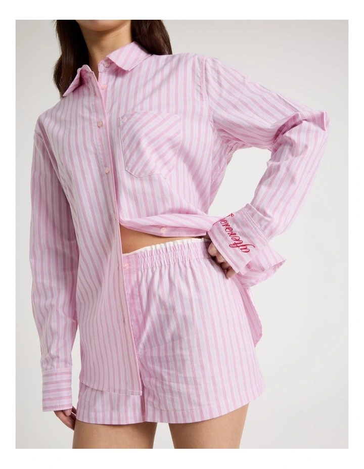Double Waist Band Short in Red Stripe image 3
