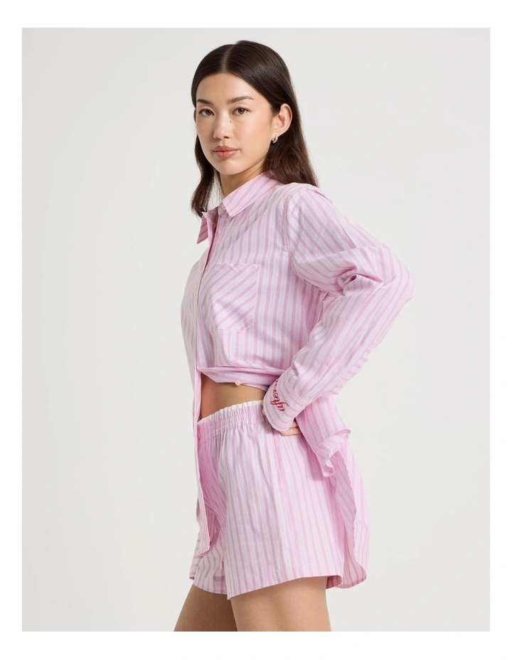Double Waist Band Short in Red Stripe image 4