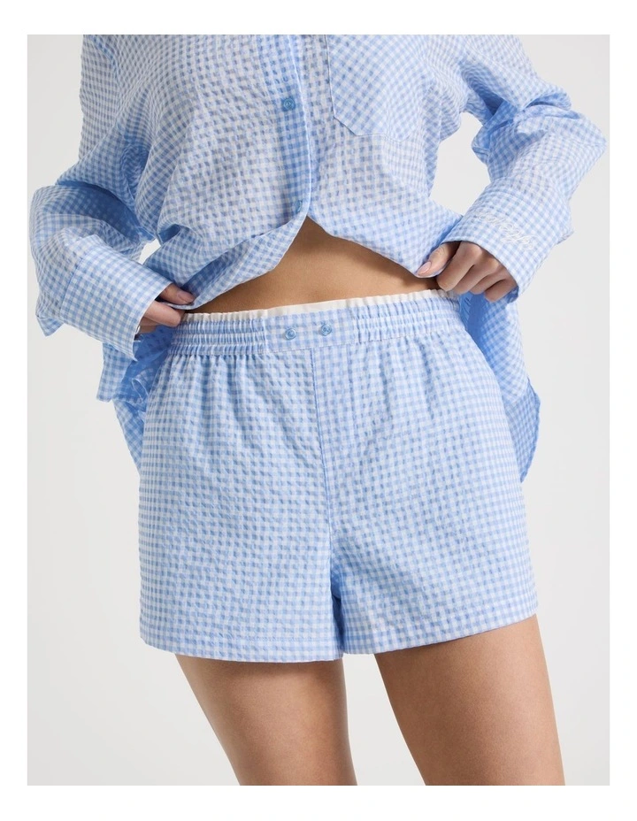 Double Waist Band Short in Blue Gingham image 1