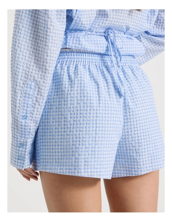 Double Waist Band Short in Blue Gingham image 5