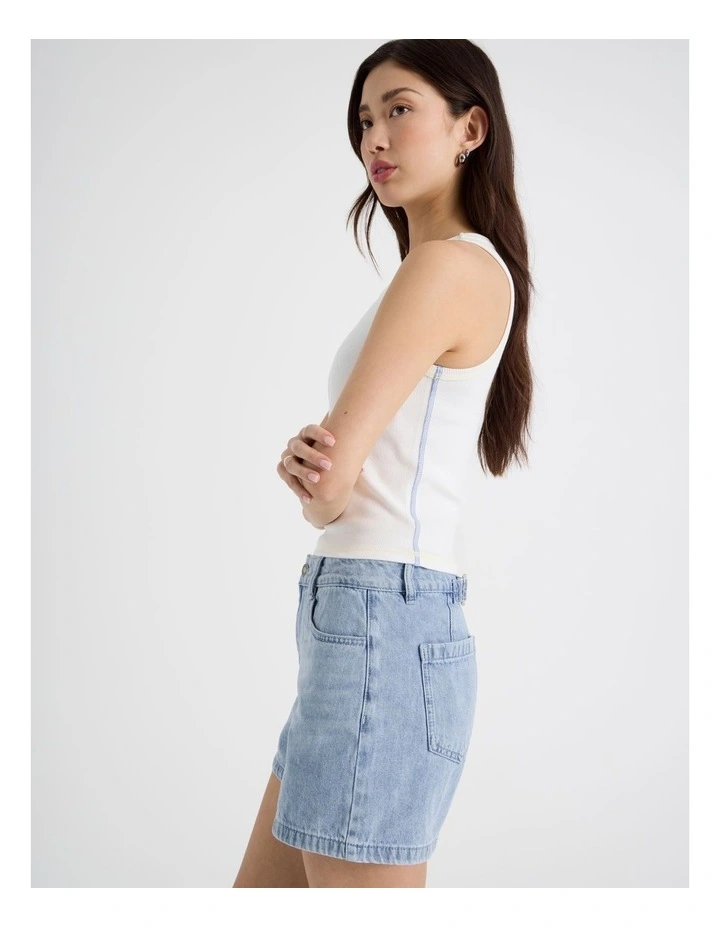 Shorts with Back Tab in Light Blue image 3