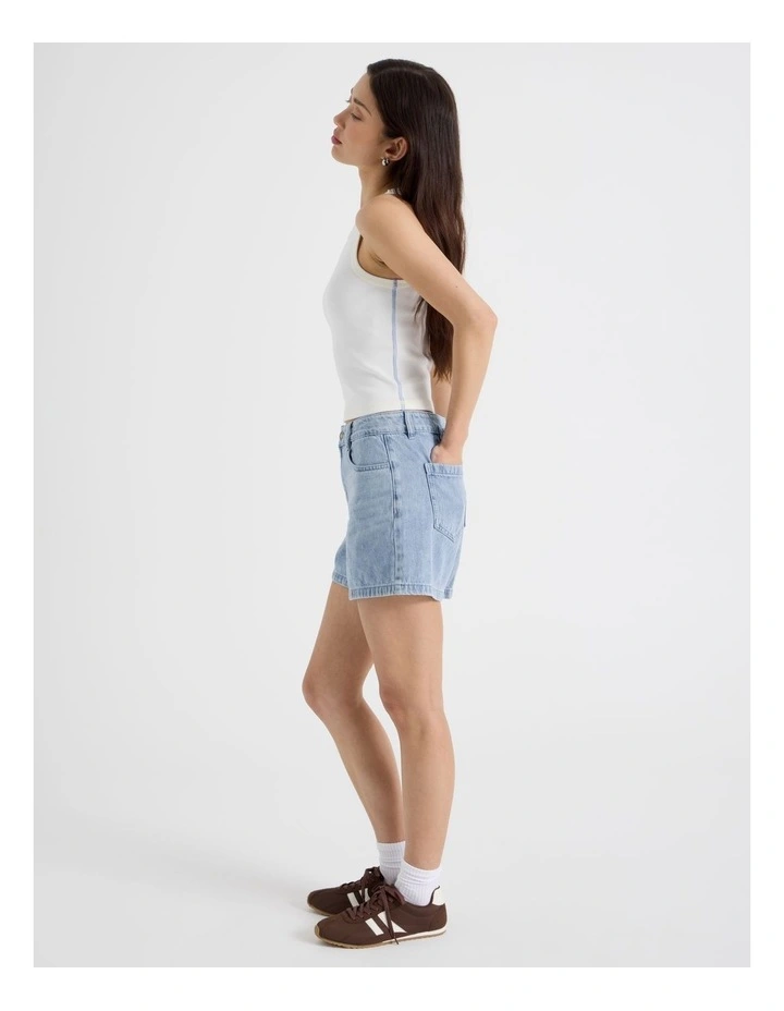 Shorts with Back Tab in Light Blue image 5