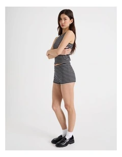 Rib Short in Black and White Stripe