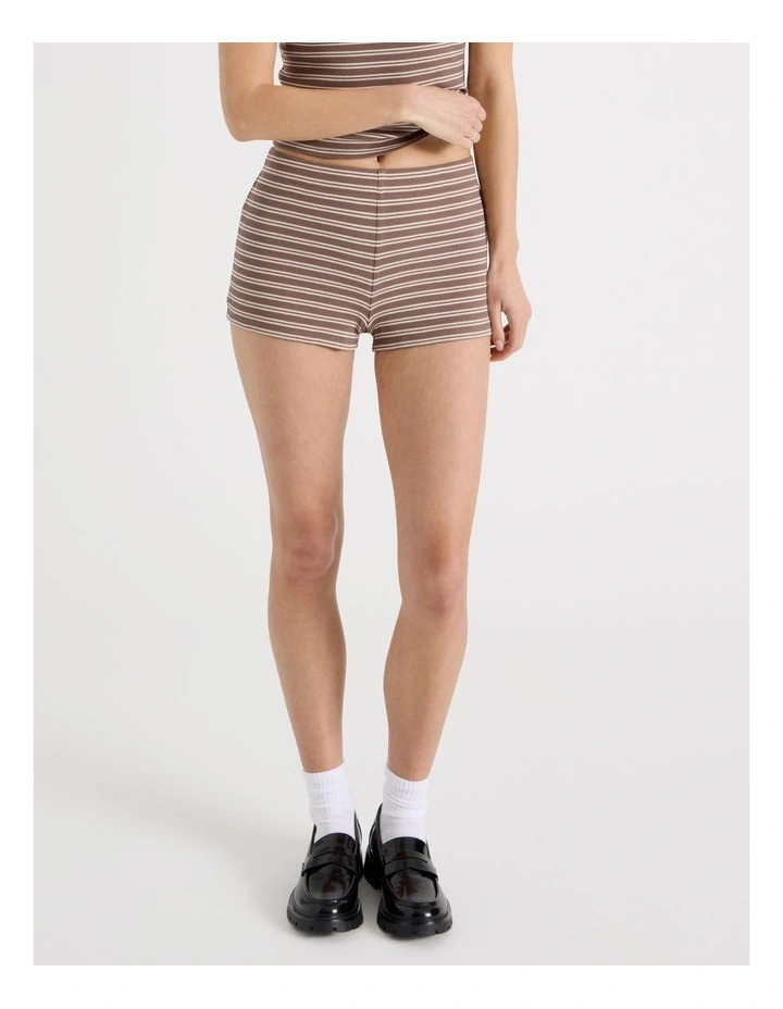 Rib Short in Brown and Cream Stripe image 2