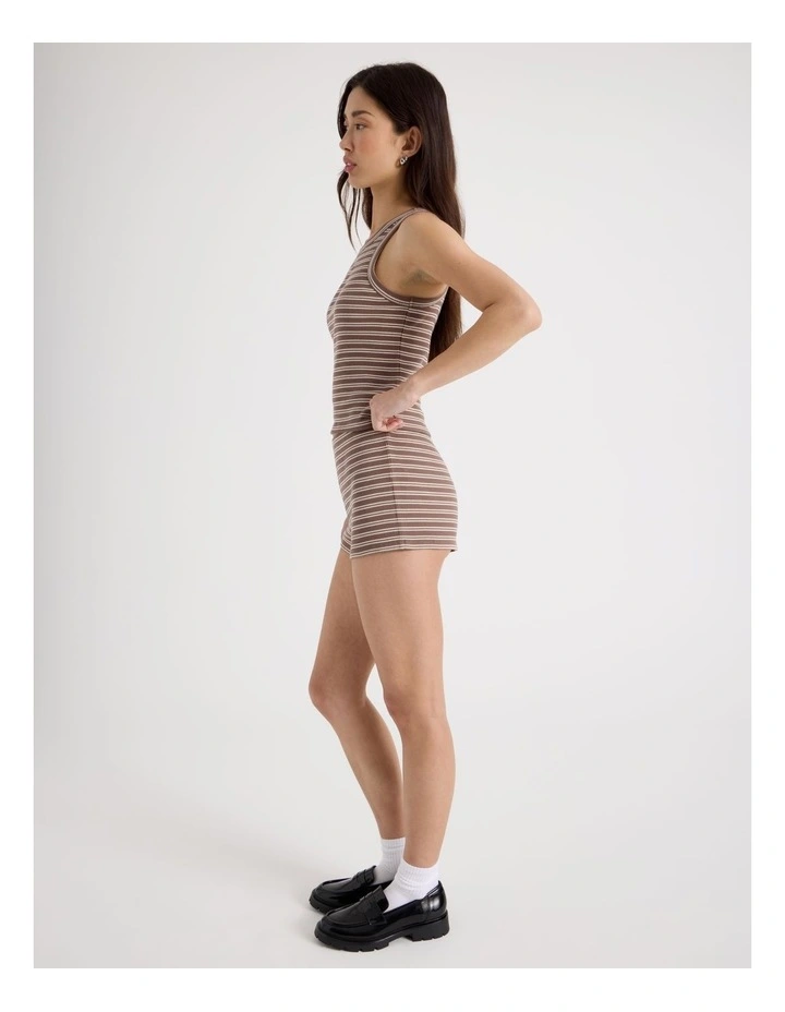 Rib Short in Brown and Cream Stripe image 4