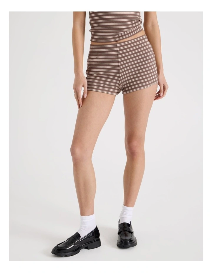 Rib Short in Brown and Cream Stripe image 5