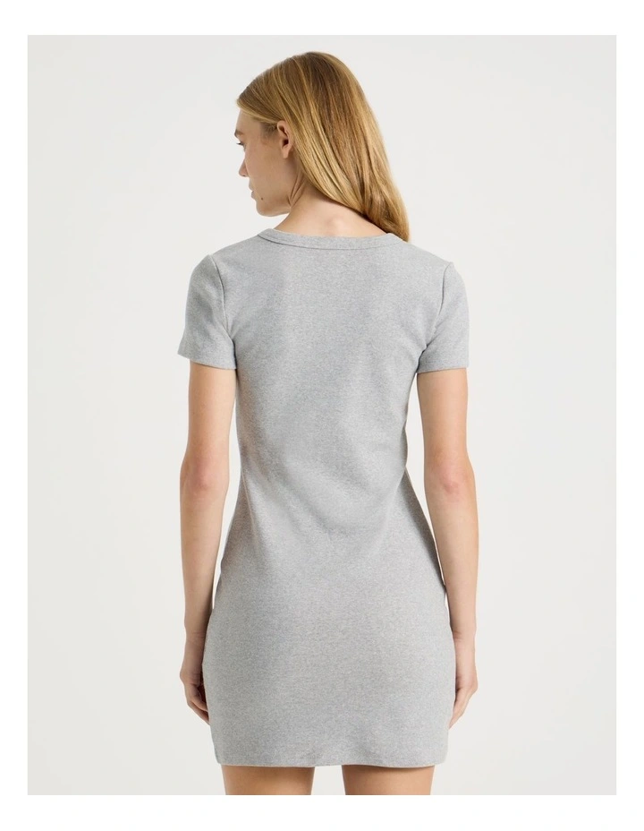 Rib Button Front Tee Dress in Grey Marle image 6