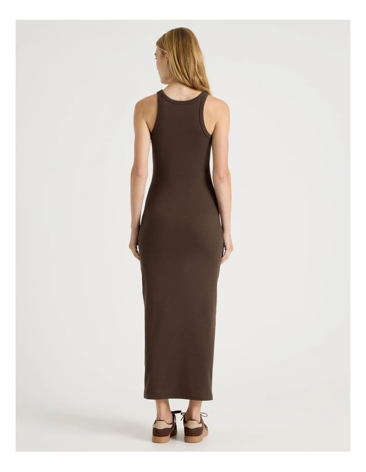 Racer Back Midi Dress in Dark Brown image 5