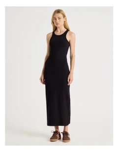 Racer Back Midi Dress in Black